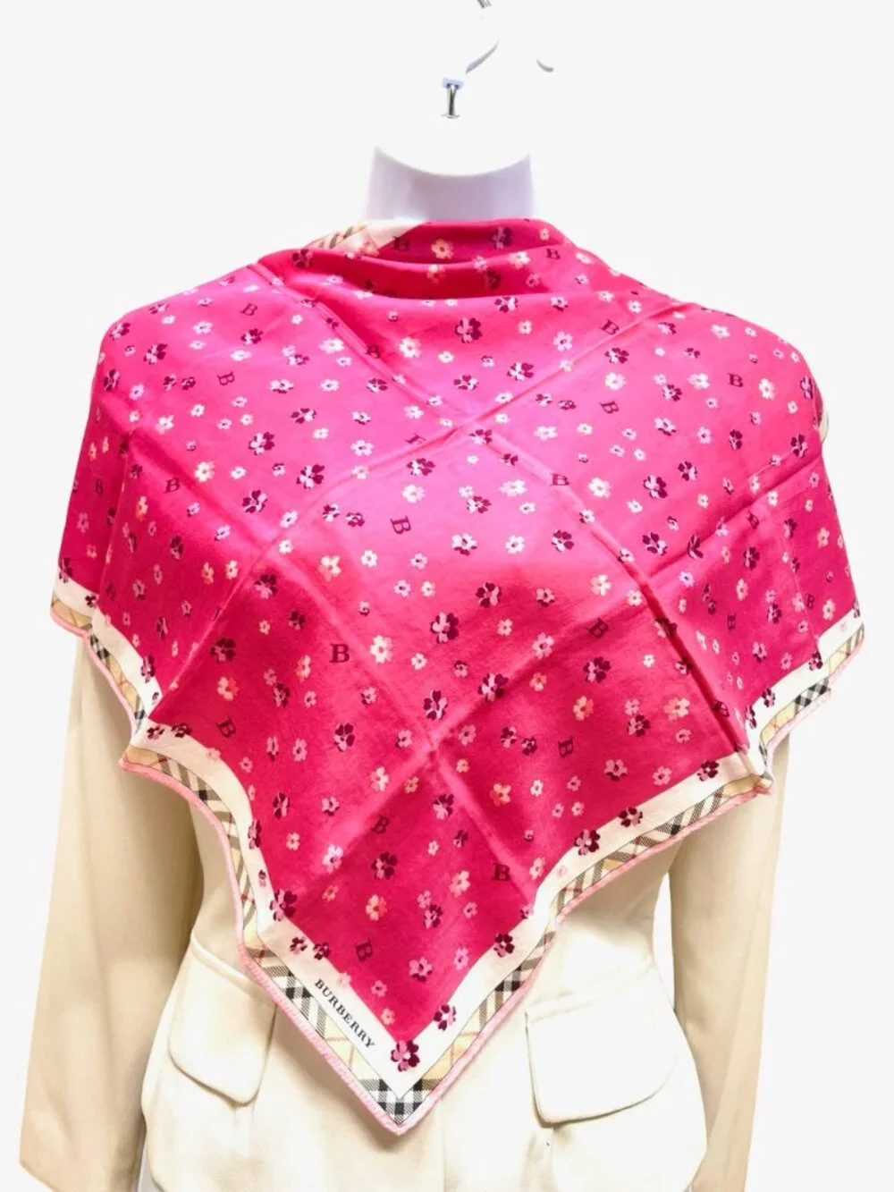 Burberry   Min iscarf/ Neck-kerchief cotton 19.5" pink violet beige nova (98) - Picture 6 of 11